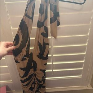 Stylish Tan and Black Patterned Dress